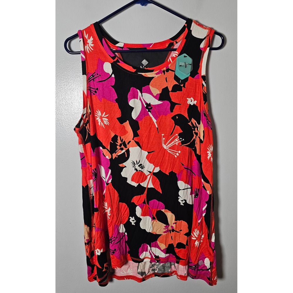 Rise by LuLaRoe Womens Sz Large Floral Mesh Back Activewear Tank Top NWT
